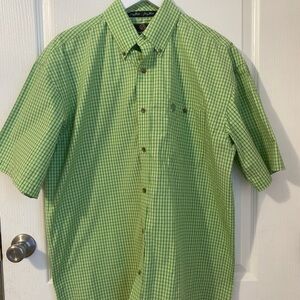Men’s wrangler shirt Wrangler Lime Plaid Men's Button Down Shirt size large